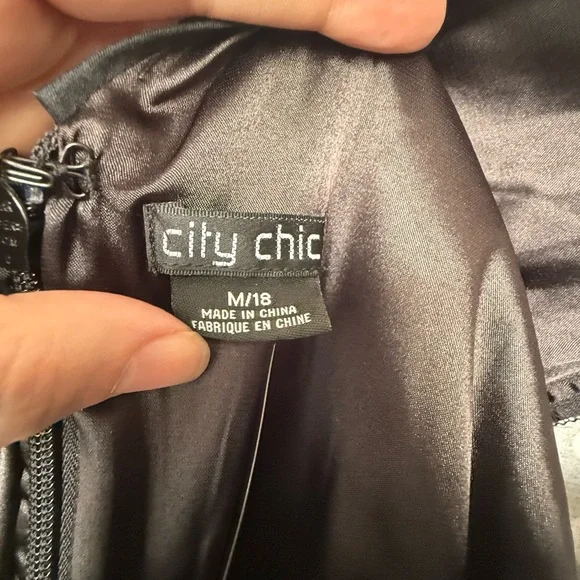 City Chic Black and White Polka Dot Dress with tulle underlay - Picture 5 of 7